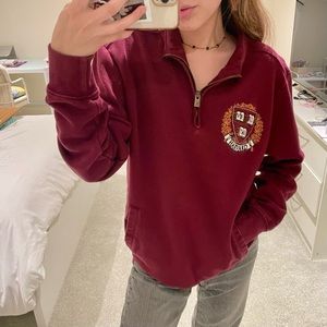 Harvard University Crimson Red Quarter Zip Pullover